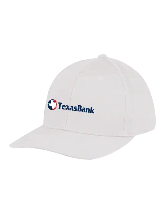 Premium Modern Structured Twill White Snapback Cap w/TexasBank Logo