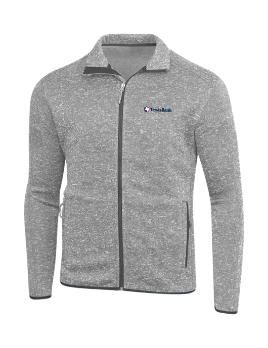 Grey Heather Sweater Fleece Jacket w/TexasBank Logo