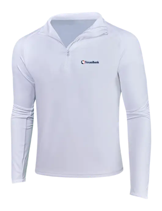 White Sport Wick Stretch 1/4 Zip Pullover w/TexasBank Logo