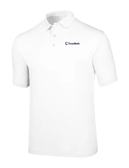 Callaway Opti-Dri White Chev Polo w/TexasBank Logo