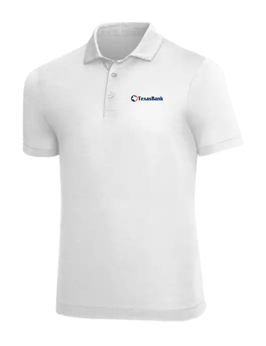 Mercer+Mettle White Stretch Jersey Polo w/TexasBank Logo