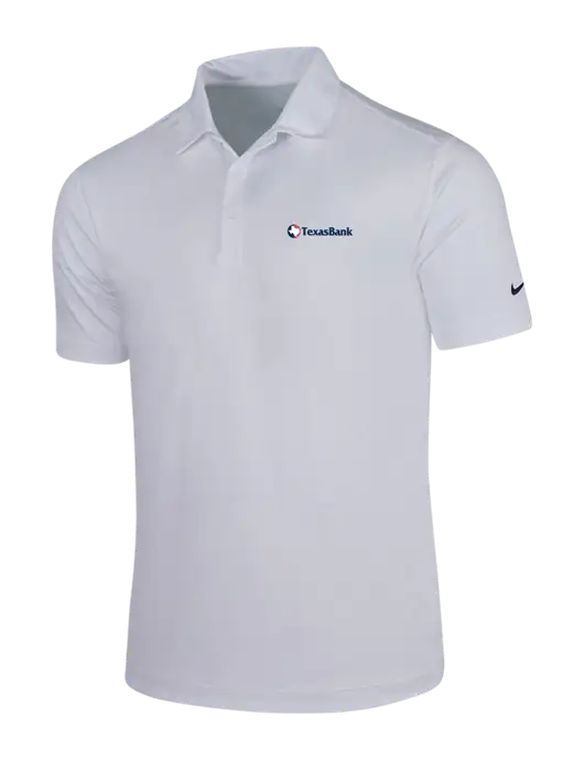 NIKE White Dri-Fit Vertical Mesh Polo w/TexasBank Logo