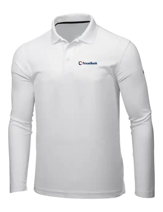 OGIO Bright White Caliber 2.0 Long Sleeve Polo w/TexasBank Logo