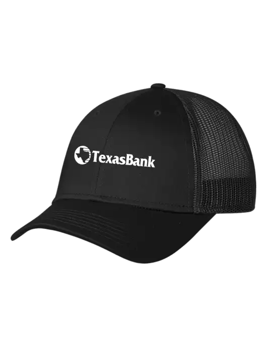 Black Mesh Trucker Cap Snap Back w/TexasBank Logo