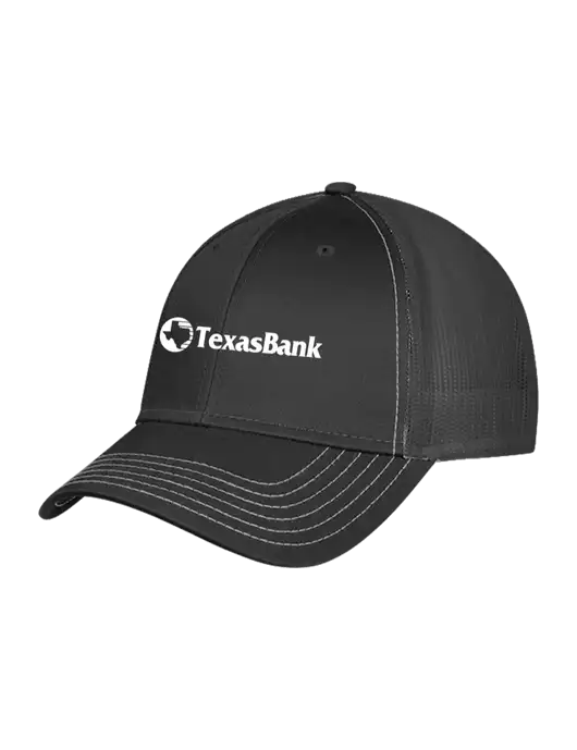 Charcoal Grey Mesh Trucker Cap Snap Back w/TexasBank Logo