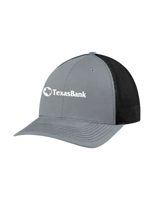 Richardson Adjustable Snapback Original 112 Trucker Cap Heather Grey w/Black Mesh w/TexasBank Logo