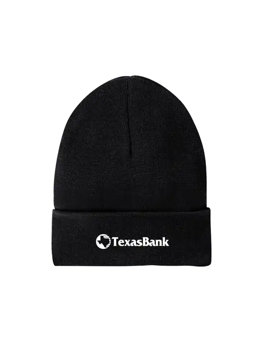 Recycled Black Beanie w/TexasBank Logo