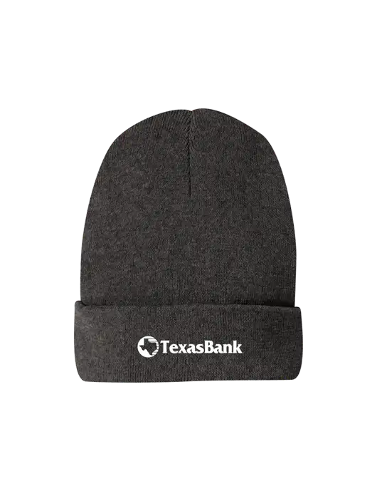 Recycled Charcoal Heather Beanie w/TexasBank Logo