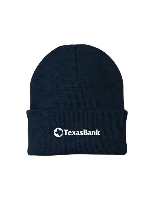 Navy Knit Cap w/TexasBank Logo