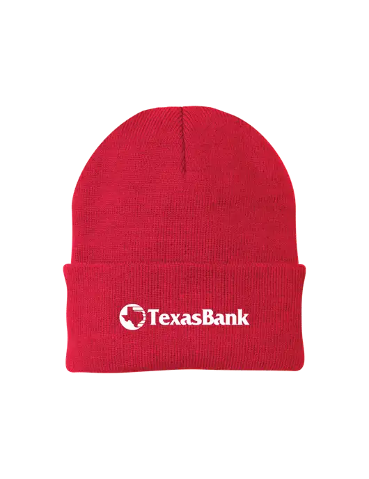 Red Knit Cap w/TexasBank Logo