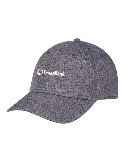 Heather Charcoal Structured Linen Look Cap Hook & Loop w/TexasBank Logo