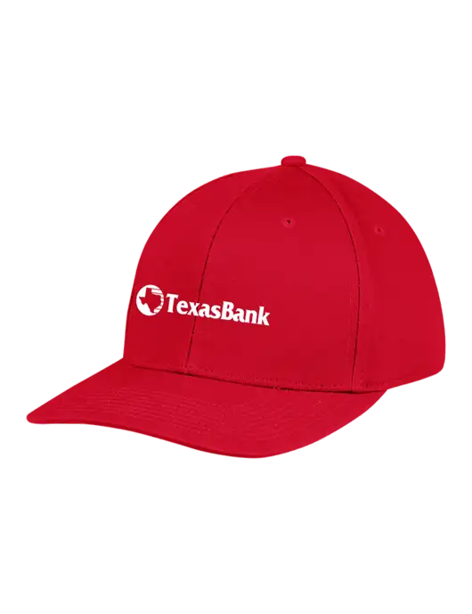 Premium Modern Structured Twill Red Snapback Cap w/TexasBank Logo
