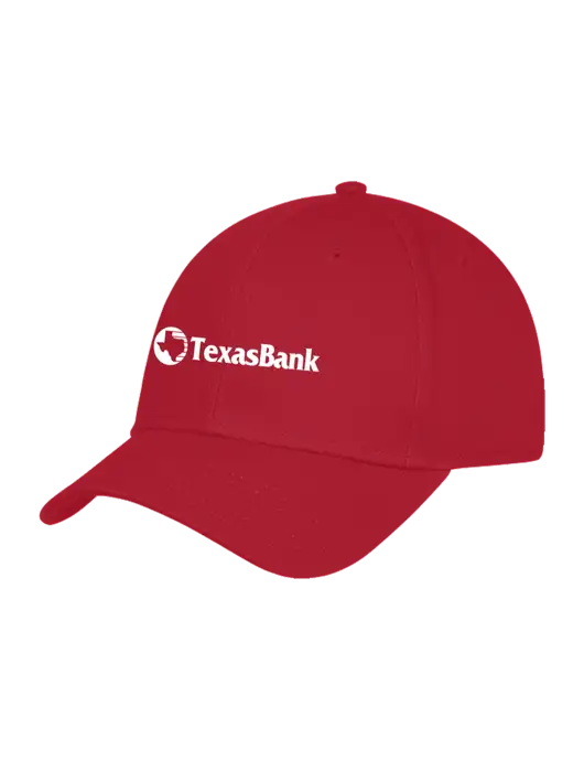 Red Structured Cap Hook & Loop w/TexasBank Logo