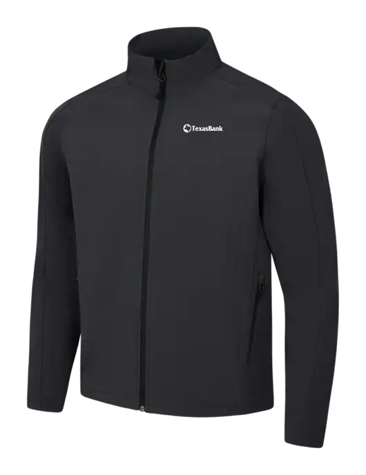 Black Charcoal Heather Core Soft Shell Jacket w/TexasBank Logo