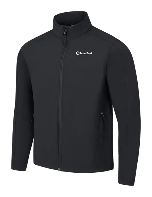Black Core Soft Shell Jacket w/TexasBank Logo