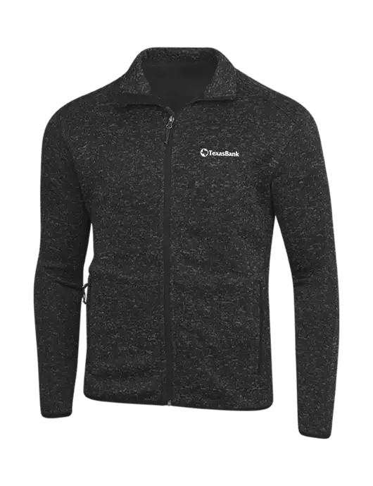 Black Heather Sweater Fleece Jacket w/TexasBank Logo