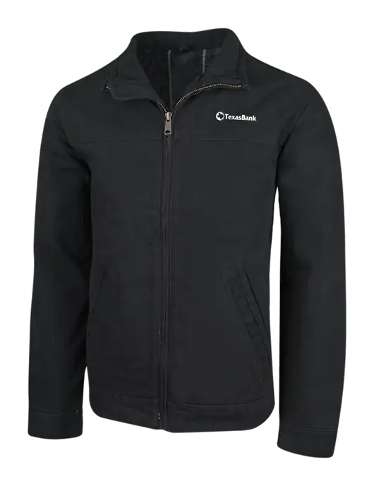 Cornerstone Black Washed Duck Cloth Flannel Lined Work Jacket w/TexasBank Logo