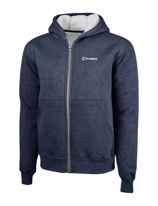 Cornerstone Navy Heavyweight Sherpa Lined Hooded Fleece Jacket w/TexasBank Logo