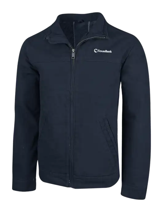 Cornerstone Navy Washed Duck Cloth Flannel Lined Work Jacket w/TexasBank Logo