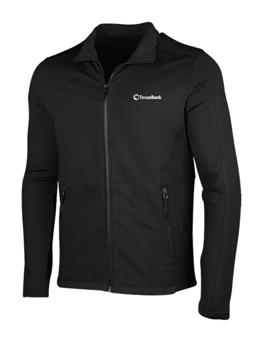 Deep Black Grid Fleece Jacket w/TexasBank Logo