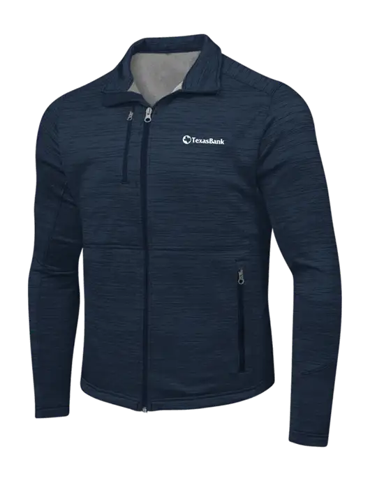 Navy Digi Stripe Fleece Jacket w/TexasBank Logo