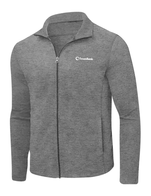 Medium Grey Heather Microfleece Full-Zip Jacket w/TexasBank Logo