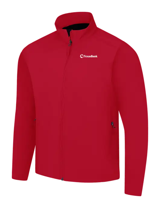 Red Core Soft Shell Jacket w/TexasBank Logo