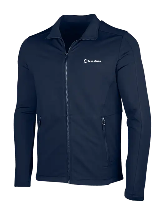 Navy Grid Fleece Jacket w/TexasBank Logo