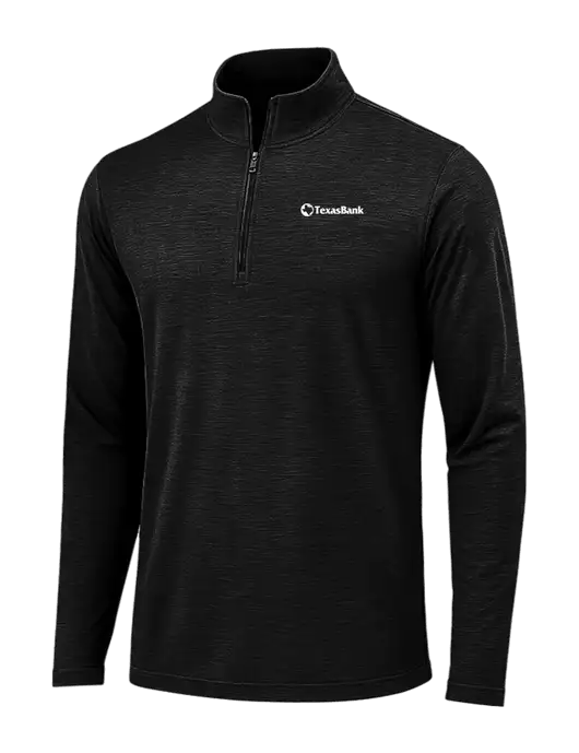 Black Triad Solid Posicharge Tri-Blend Wicking 1/4 Zip Pullover w/TexasBank Logo