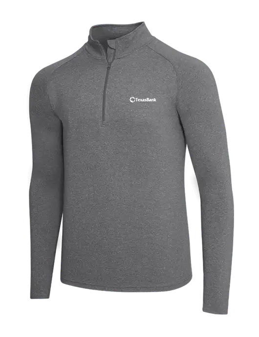 Dark Grey Heather Sport Wick Stretch 1/4 Zip Pullover w/TexasBank Logo