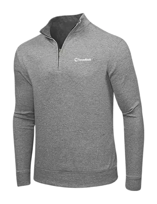 Medium Heather Grey/Charcoal Heather Interlock 1/4 Zip w/TexasBank Logo