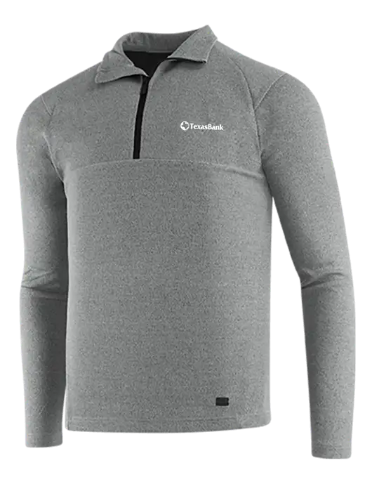 OGIO Petrol Grey Heather Transition 1/4 Zip Pullover w/TexasBank Logo