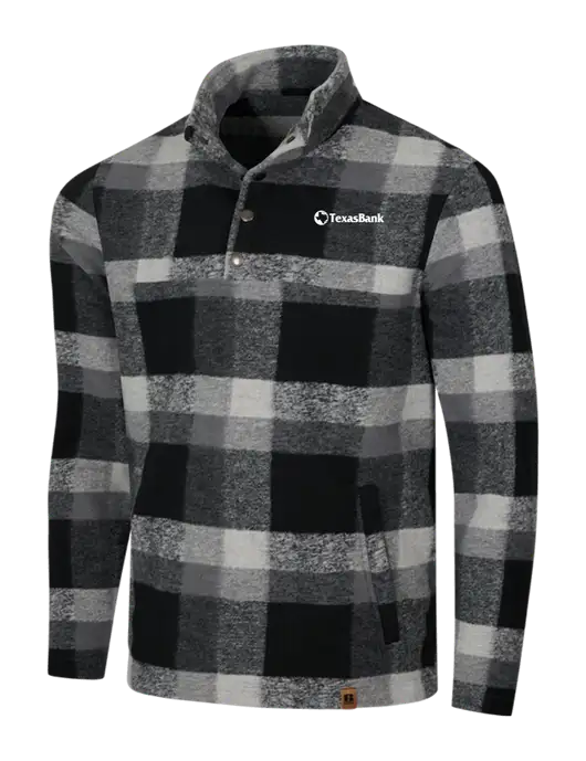 Russell Outdoors Black/White Plaid Basin Snap Pullover w/TexasBank Logo