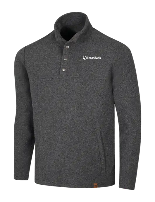 Russell Outdoors Dark Grey Heather Basin Snap Pullover w/TexasBank Logo