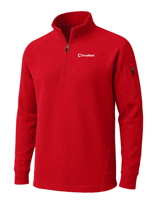 True Red Tech Fleece 1/4 Zip Pullover w/TexasBank Logo