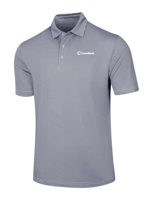 Callaway Navy Fine Line Stripe Polo w/TexasBank Logo