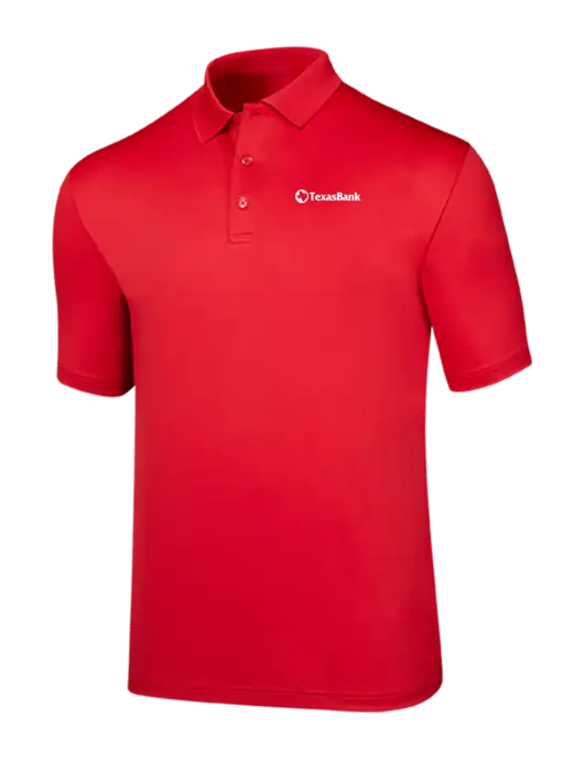 Callaway Opti-Dri Red Chev Polo w/TexasBank Logo