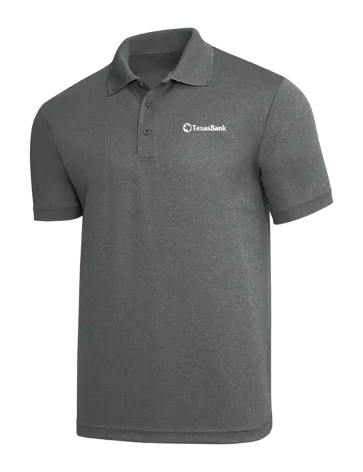 Medium Grey Heather PosiCharge RacerMesh Polo w/TexasBank Logo