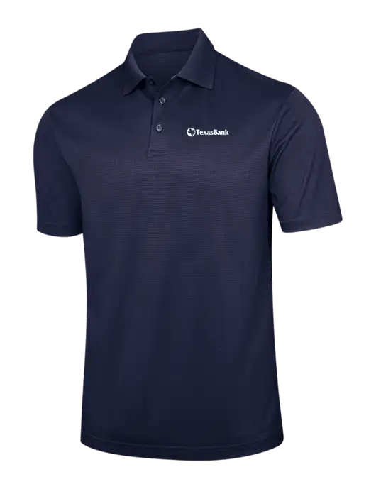 Navy Performance Fine Jacquard Polo w/TexasBank Logo
