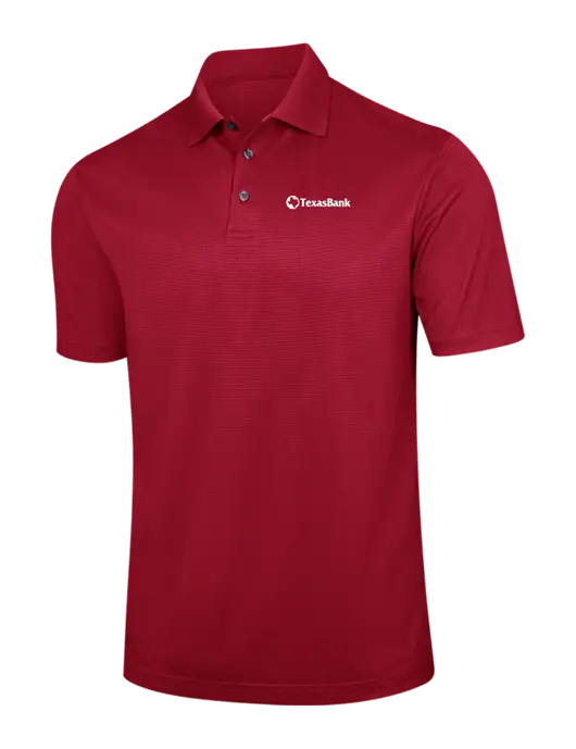 Red Performance Fine Jacquard Polo w/TexasBank Logo