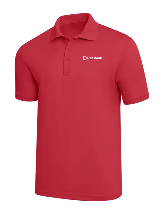 Red PosiCharge RacerMesh Polo w/TexasBank Logo