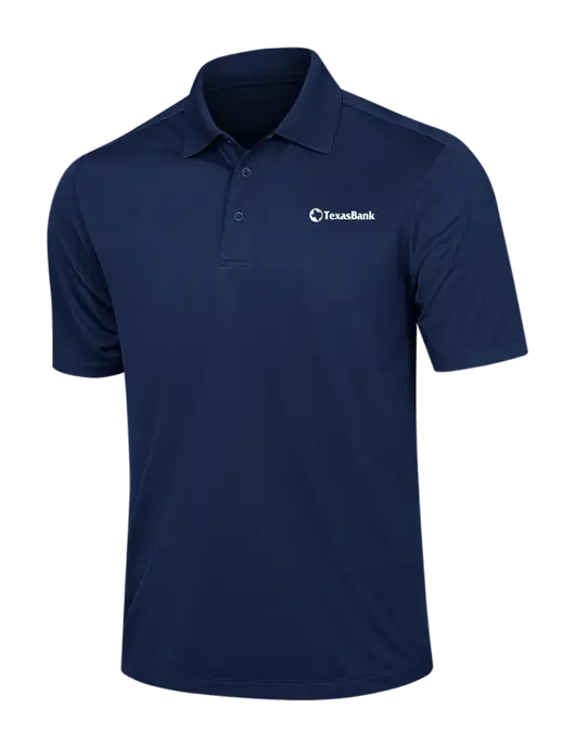 Dark Navy Diamond Textured Jacquard Polo w/TexasBank Logo