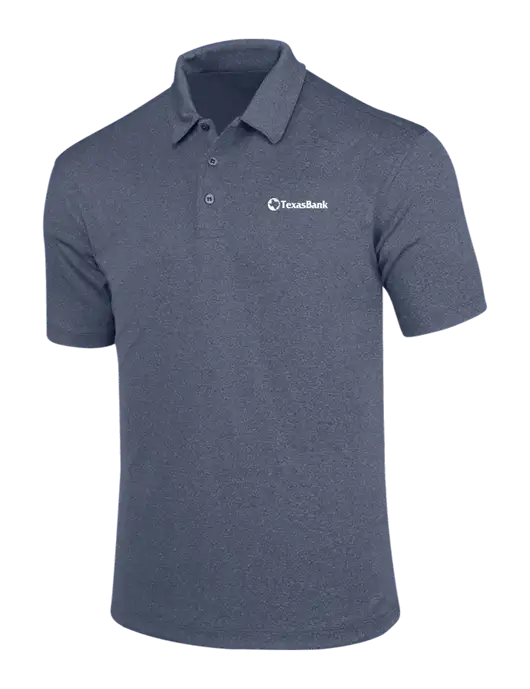 True Navy Trace Heather Polo w/TexasBank Logo