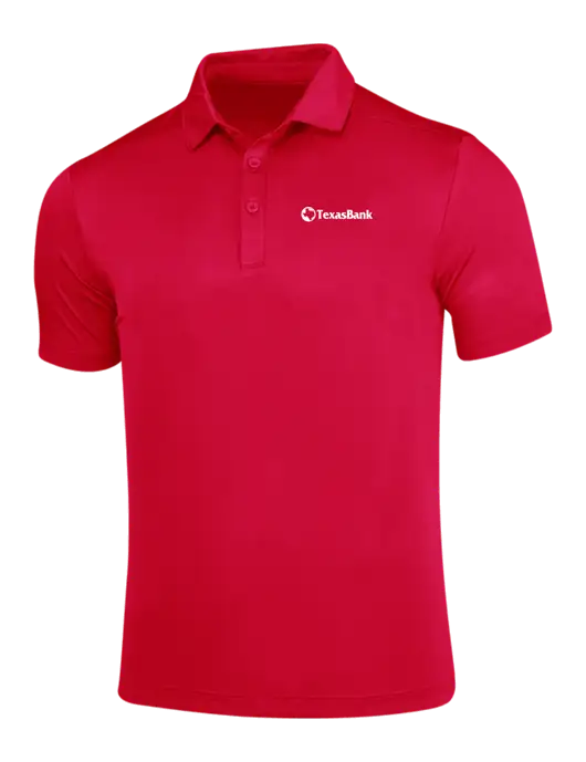 True Red Posi-UV Pro Polo w/TexasBank Logo