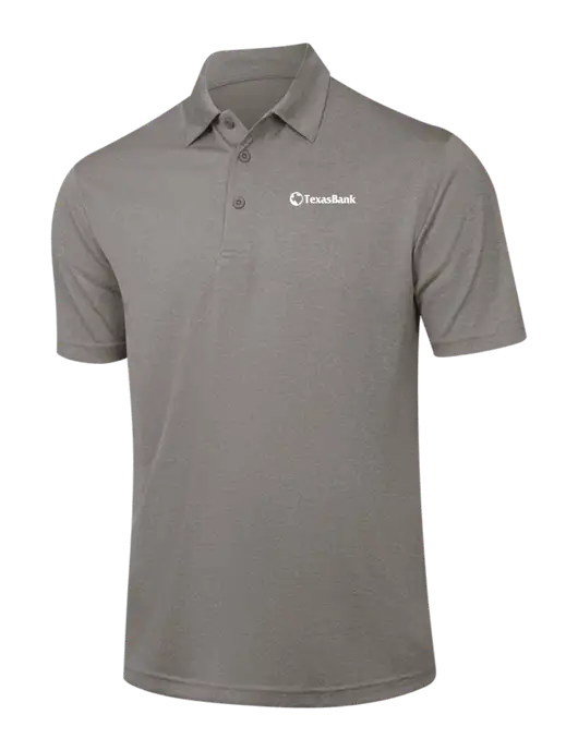 Medium Grey Heather Contender Polo w/TexasBank Logo