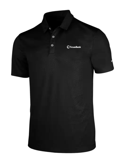 NIKE Black Dri-Fit Embossed Tri-Blade Polo w/TexasBank Logo