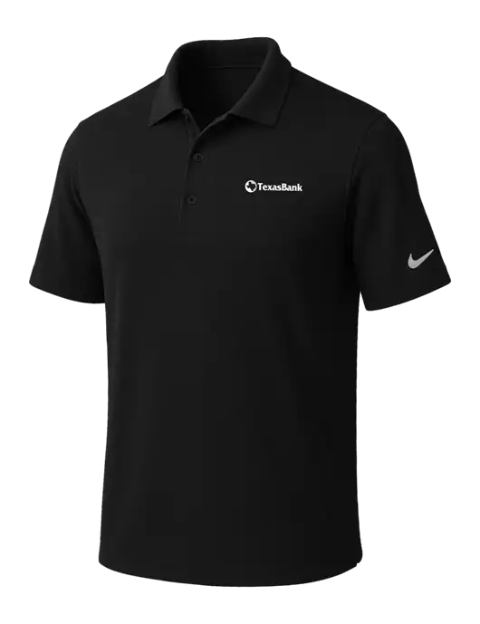 NIKE Black Dri-Fit Micro Pique Polo w/TexasBank Logo