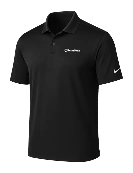 NIKE Black Victory Solid Polo w/TexasBank Logo