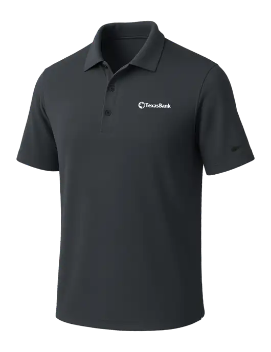 NIKE Dark Grey Dri-Fit Micro Pique Polo w/TexasBank Logo