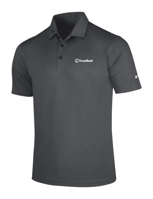 NIKE Dark Grey Dri-Fit Vertical Mesh Polo w/TexasBank Logo